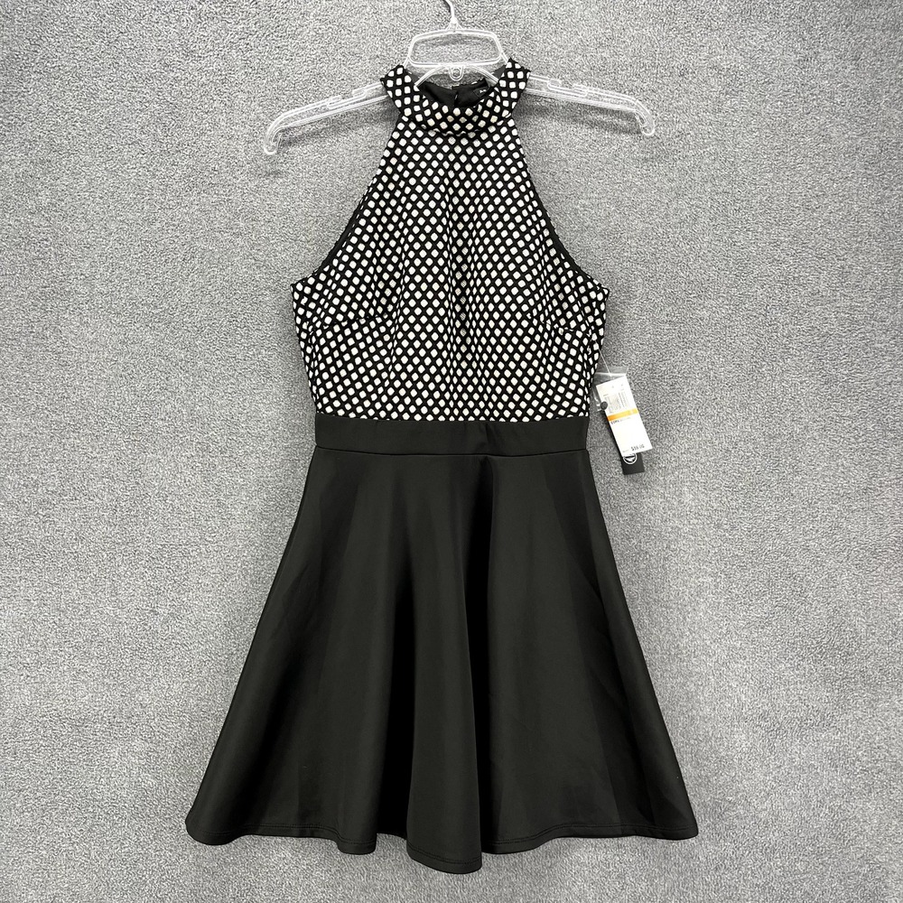 As U Wish Dress Womens Small Black Junior Sleeveless Halter Skater open back